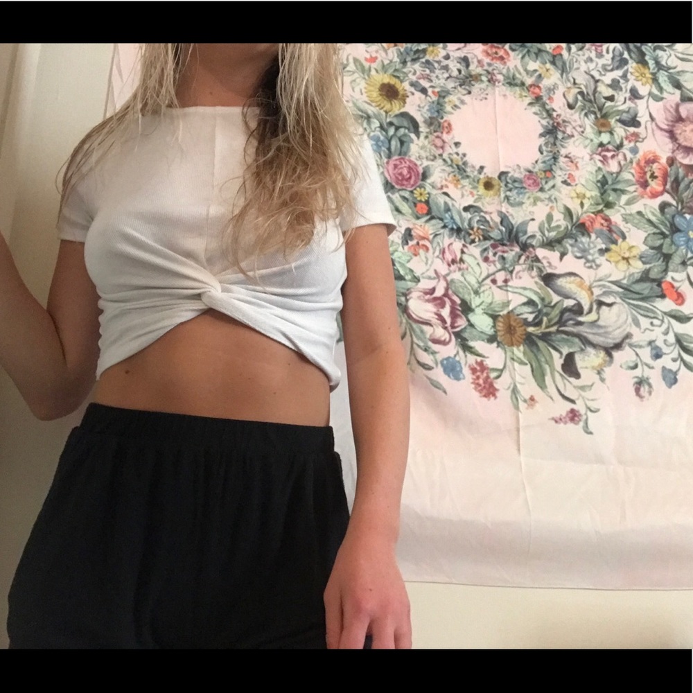 Forever 21 white front tie crop top